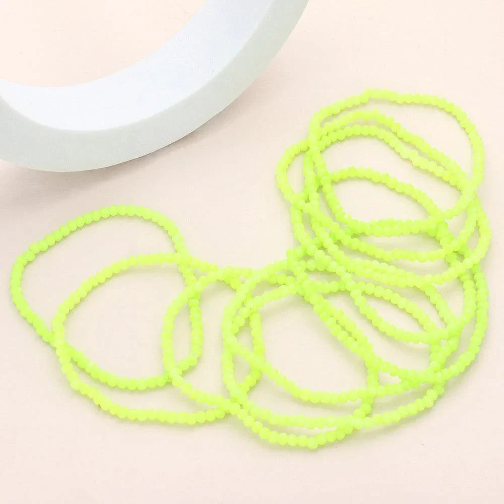 Green 10PCS - Faceted Beaded Multi Layered Stretch Bracelets - Jewelry Store by Erik Rayo