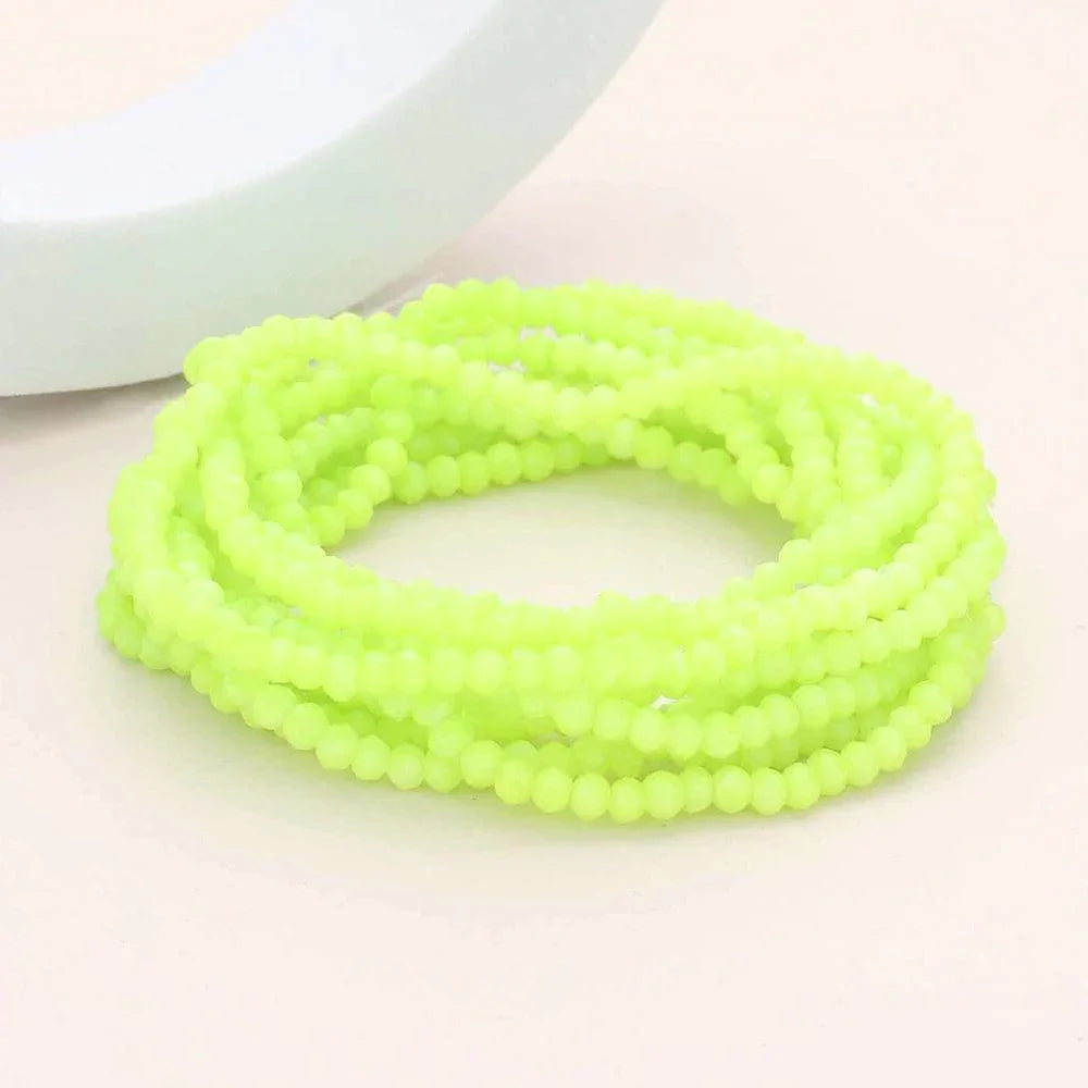 Green 10PCS - Faceted Beaded Multi Layered Stretch Bracelets - Jewelry Store by Erik Rayo