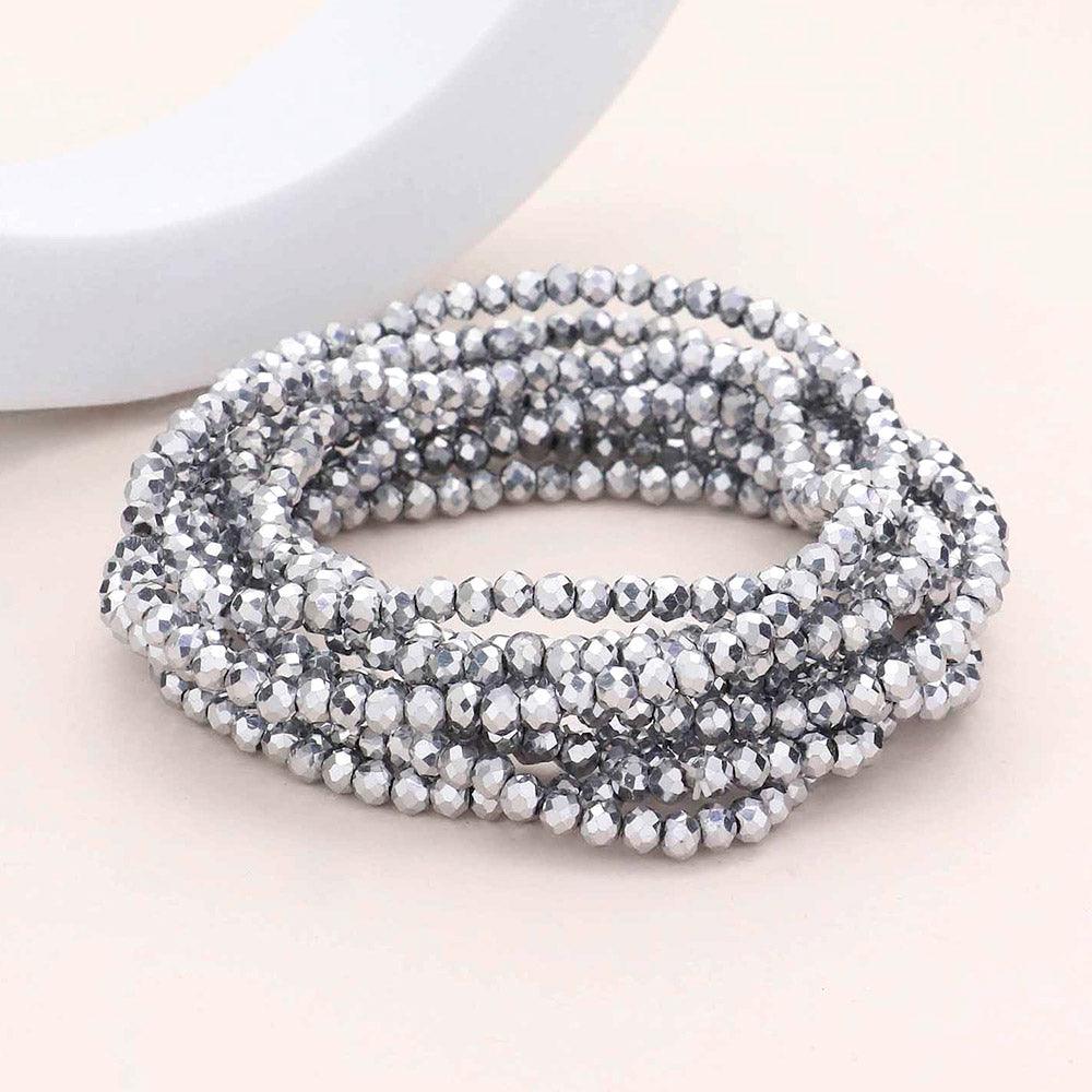 10PCS - Faceted Beaded Multi Layered Stretch Bracelets