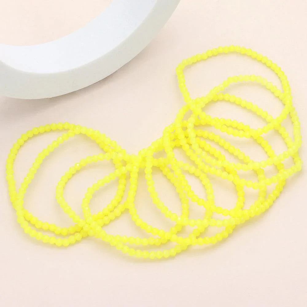 Yellow 10PCS - Faceted Beaded Multi Layered Stretch Bracelets - Jewelry Store by Erik Rayo