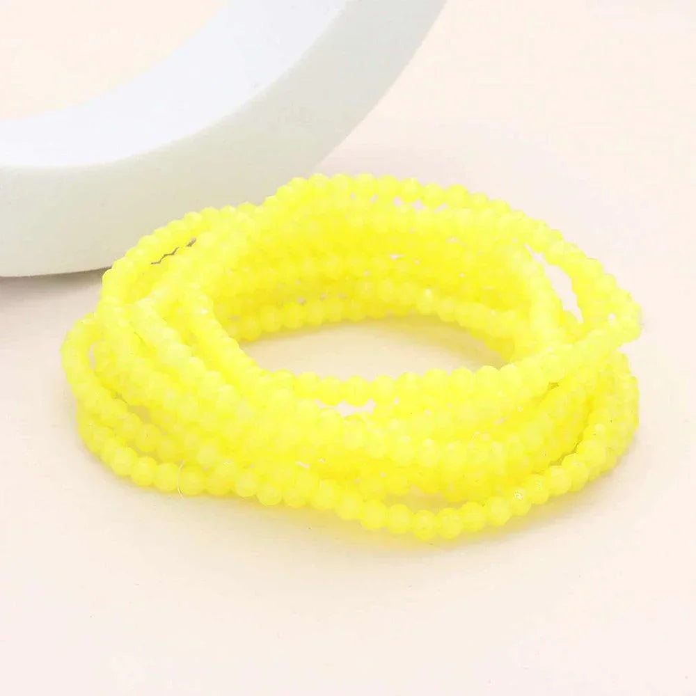 Yellow 10PCS - Faceted Beaded Multi Layered Stretch Bracelets - Jewelry Store by Erik Rayo