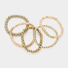 Load image into Gallery viewer, Gold 5PCS  Faceted Beads Heishi Beaded Multi Layered Bracelets
