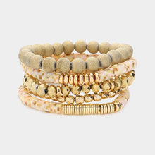 Load image into Gallery viewer, Gold 5PCS  Faceted Beads Heishi Beaded Multi Layered Bracelets
