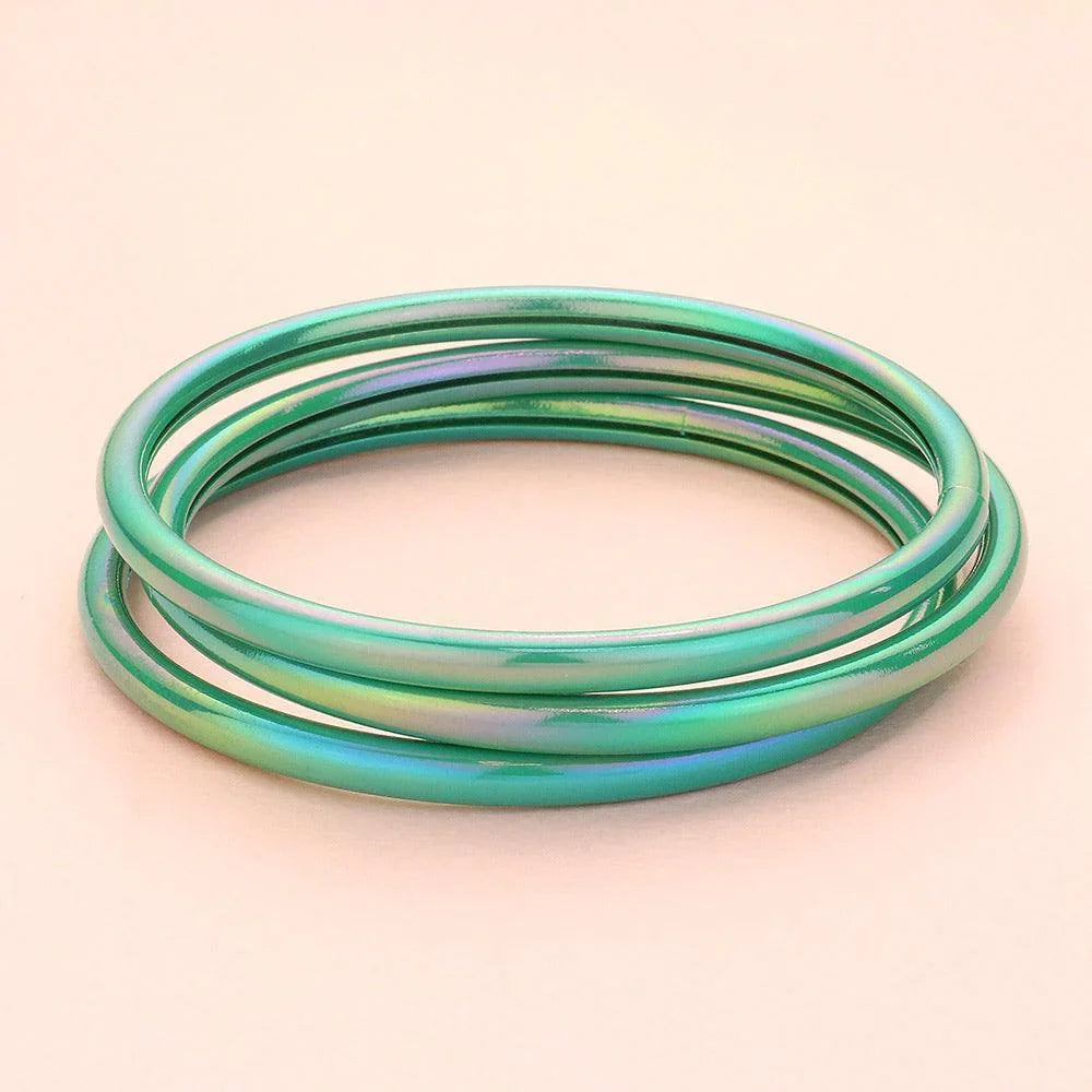 Green 3PCS - Metallic Multi Layered Bangle Bracelets - Jewelry Store by Erik Rayo