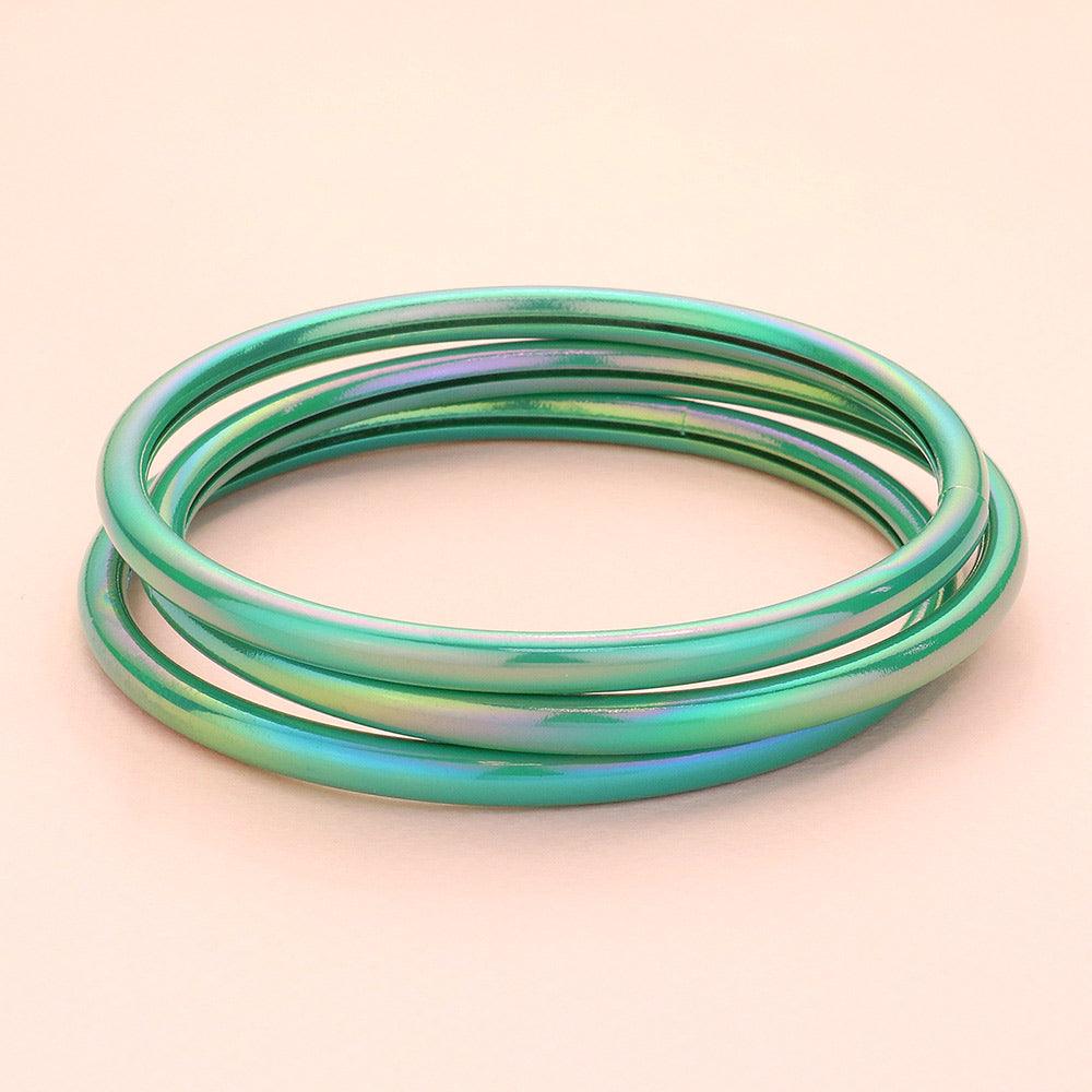 Green 3PCS - Metallic Multi Layered Bangle Bracelets