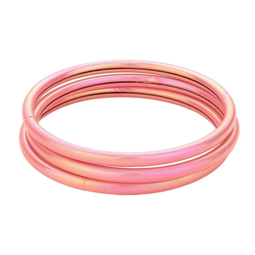 Pink 3PCS - Metallic Multi Layered Bangle Bracelets - Jewelry Store by Erik Rayo