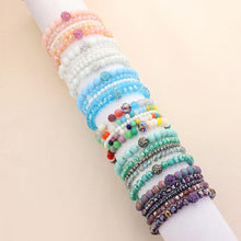 Load image into Gallery viewer, Blue 5PCS - Shamballa Ball Pointed Faceted Beaded Stretch Multi Layered Bracelets
