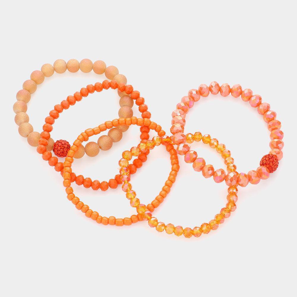 5PCS - Shamballa Ball Pointed Faceted Beaded Stretch Multi Layered Bracelets - Jewelry Store by Erik Rayo