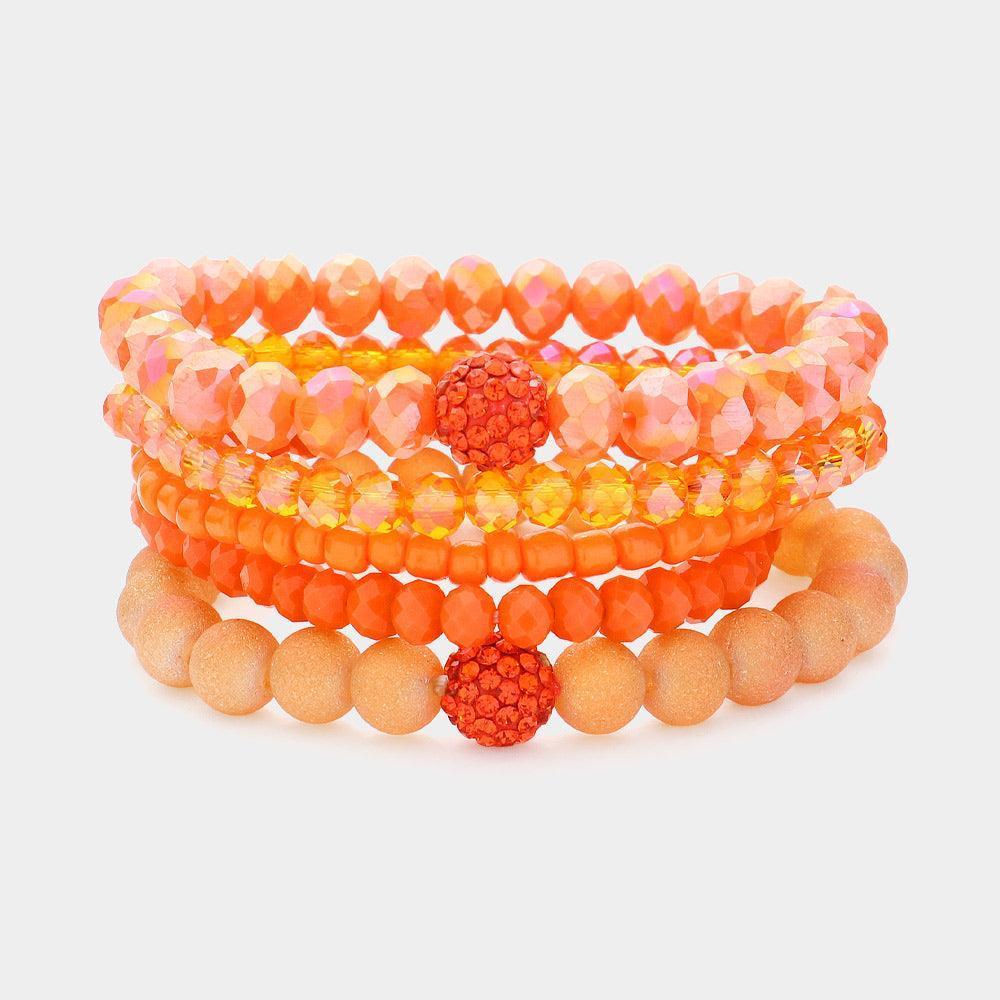 5PCS - Shamballa Ball Pointed Faceted Beaded Stretch Multi Layered Bracelets - Jewelry Store by Erik Rayo