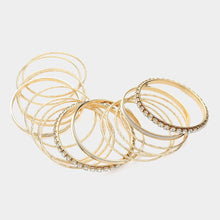 Load image into Gallery viewer, Clear 17PCS - Stone Metal Bangle Bracelets
