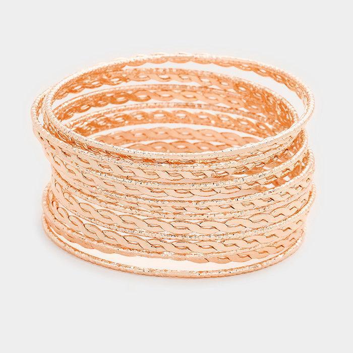 Rose Gold 15PCS Metal Bangle Bracelets - Jewelry Store by Erik Rayo