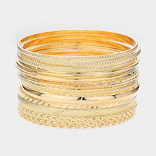 Load image into Gallery viewer, Gold 15PCS - Layered Multi Metal Bangle Bracelets
