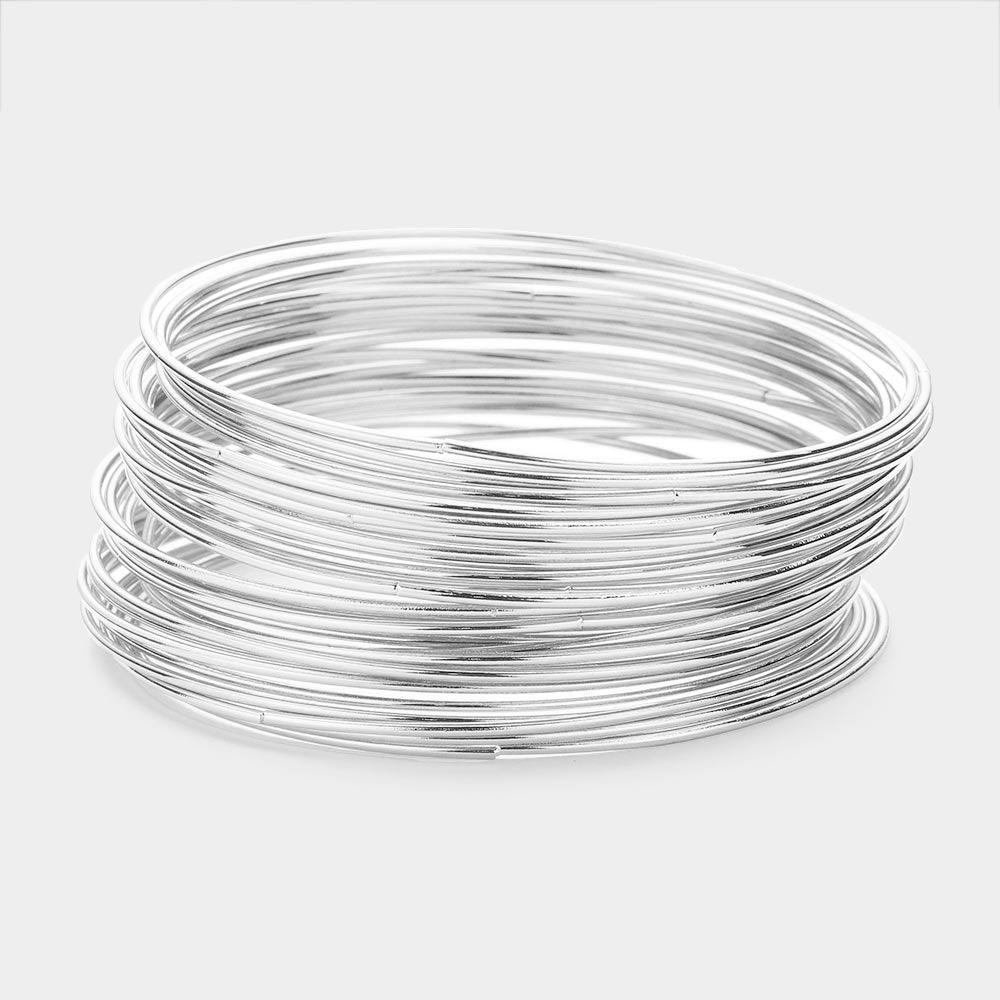 Silver 30PCS Thin Metal Bangle Bracelets - Jewelry Store by Erik Rayo