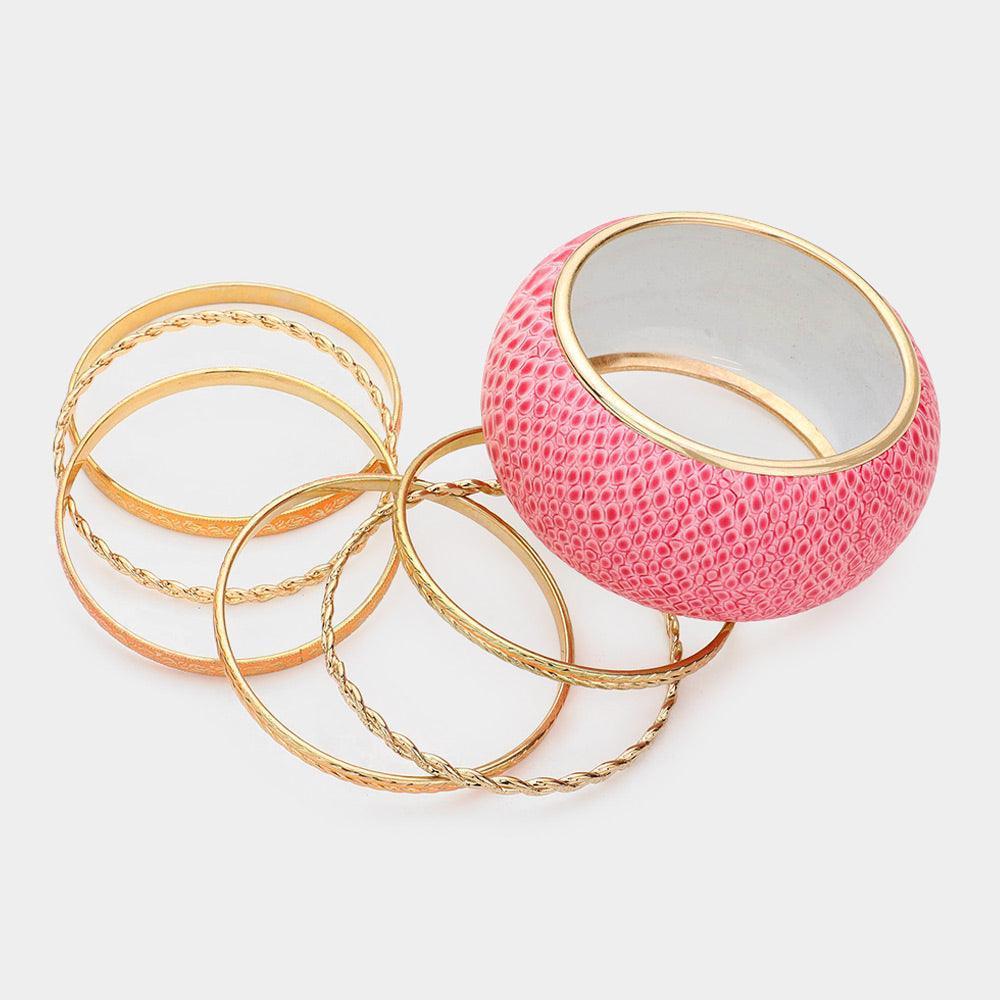 Coral 7PCS - Snake Skin Bangle Stack Bracelets - Jewelry Store by Erik Rayo