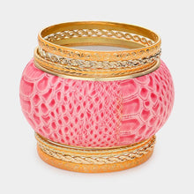 Load image into Gallery viewer, Coral 7PCS - Snake Skin Bangle Stack Bracelets
