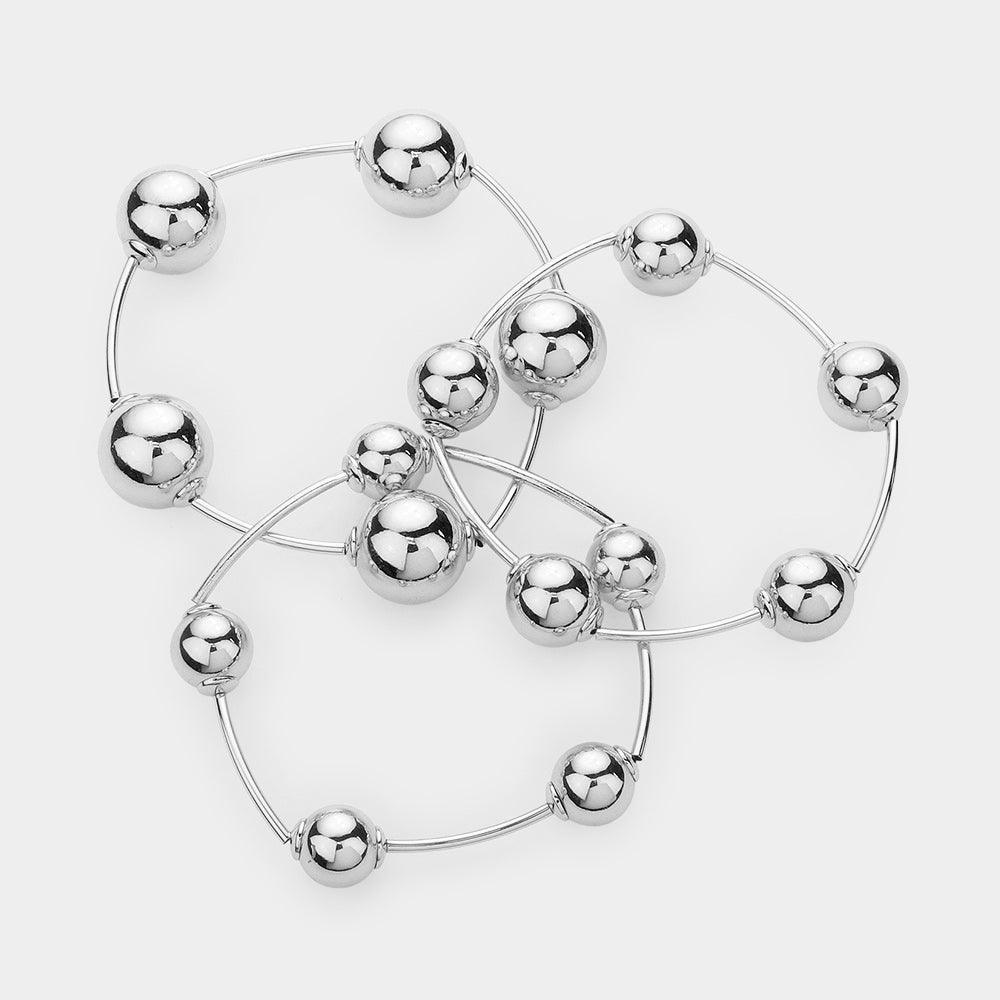 3PCS - Metal Ball Station Stretch Bracelets - Jewelry Store by Erik Rayo