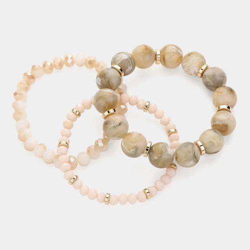 3PCS - Round Beads Faceted Beaded Multi Layered Bracelets - Jewelry Store by Erik Rayo