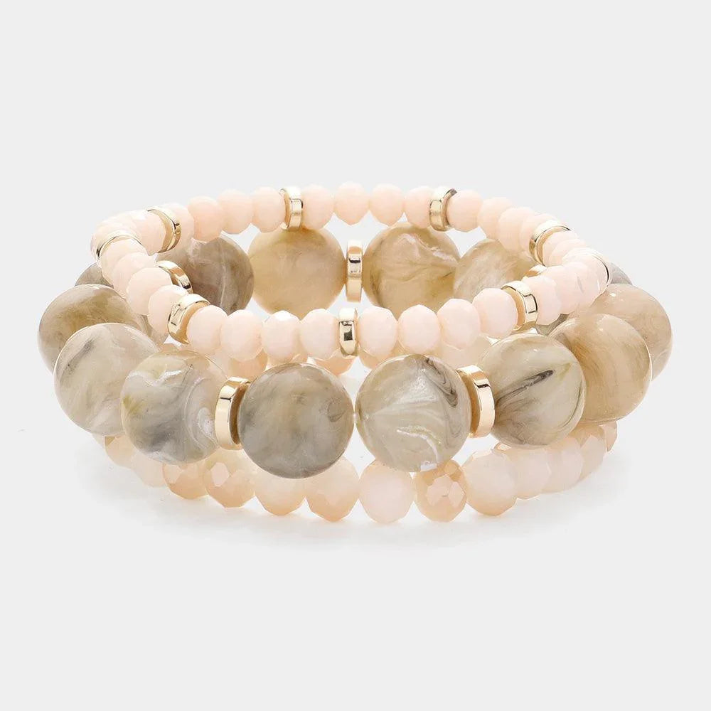 3PCS - Round Beads Faceted Beaded Multi Layered Bracelets - Jewelry Store by Erik Rayo
