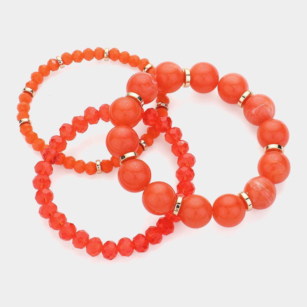 3PCS - Round Beads Faceted Beaded Multi Layered Bracelets - Jewelry Store by Erik Rayo