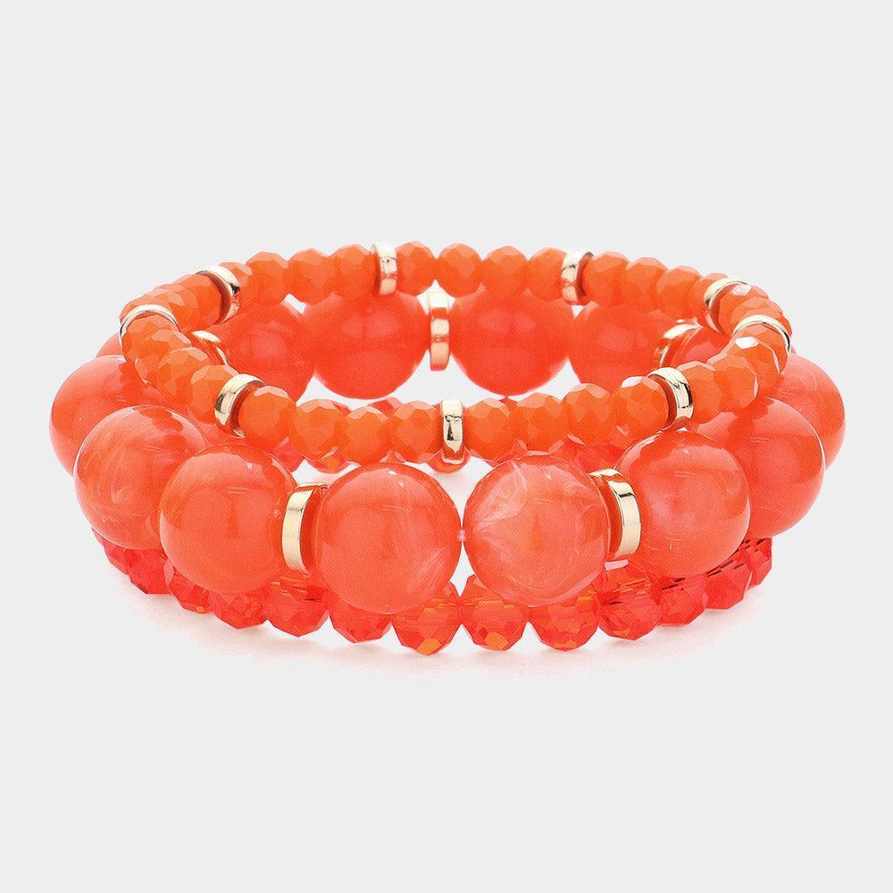 3PCS - Round Beads Faceted Beaded Multi Layered Bracelets - Jewelry Store by Erik Rayo