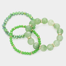 Load image into Gallery viewer, Green 3PCS - Round Beads Faceted Beaded Multi Layered Bracelets
