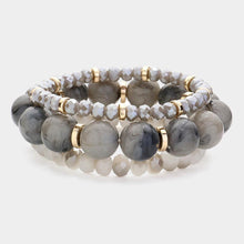 Load image into Gallery viewer, Silver 3PCS  Round Beads Faceted Beaded Multi Layered Bracelets
