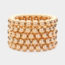 Load image into Gallery viewer, Gold 5PCS  Metal Ball Stretch Multi Layered Bracelets
