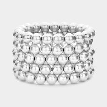 Load image into Gallery viewer, Silver 5PCS  Metal Ball Stretch Multi Layered Bracelets
