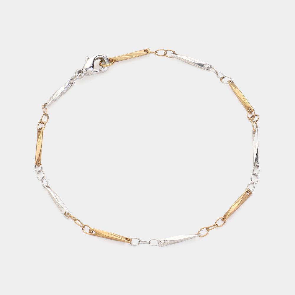 Silver Two Tone Metal Bracelet & Necklace Jewelry Set - Jewelry Store by Erik Rayo
