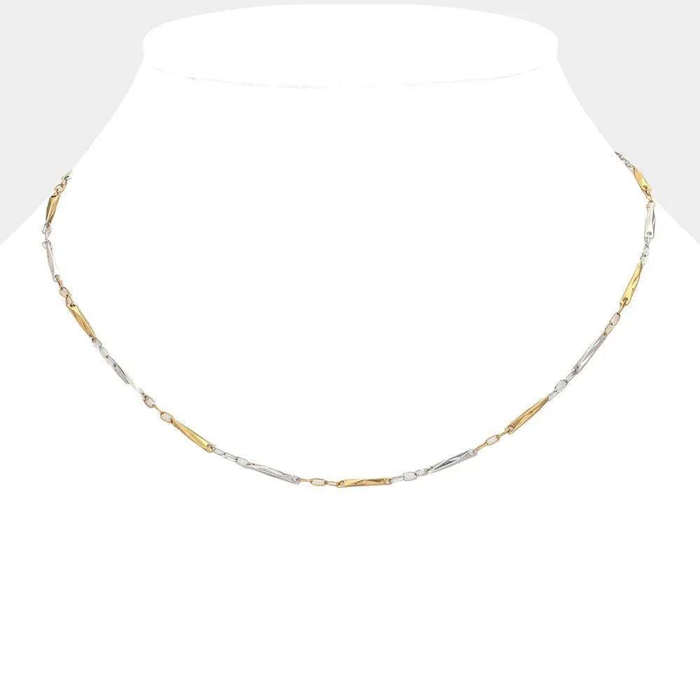 Silver Two Tone Metal Bracelet & Necklace Jewelry Set - Jewelry Store by Erik Rayo