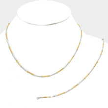 Load image into Gallery viewer, Silver Two Tone Station Metal Chain Necklace with Bracelet
