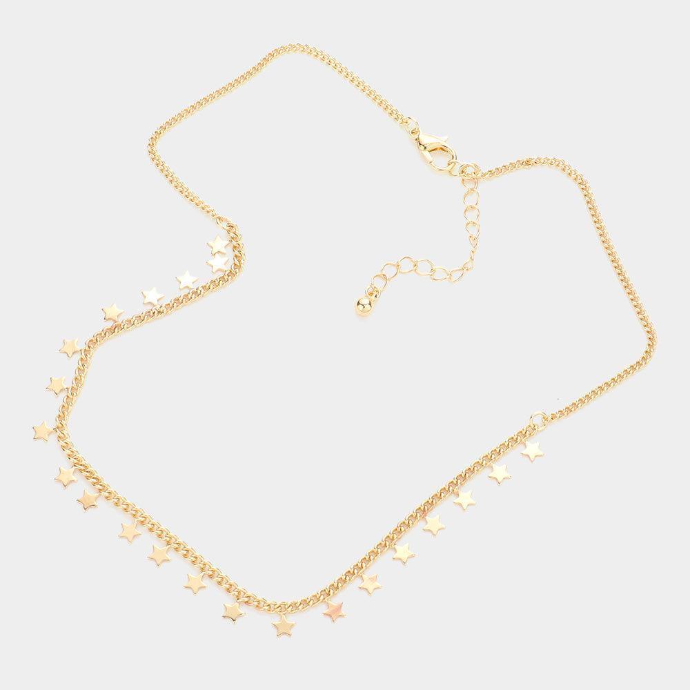 Gold Metal Star Station Necklace - Jewelry Store by Erik Rayo