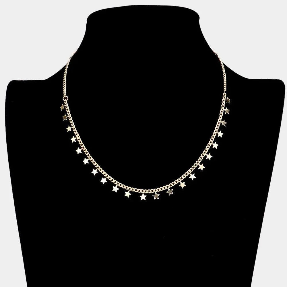 Gold Metal Star Station Necklace - Jewelry Store by Erik Rayo