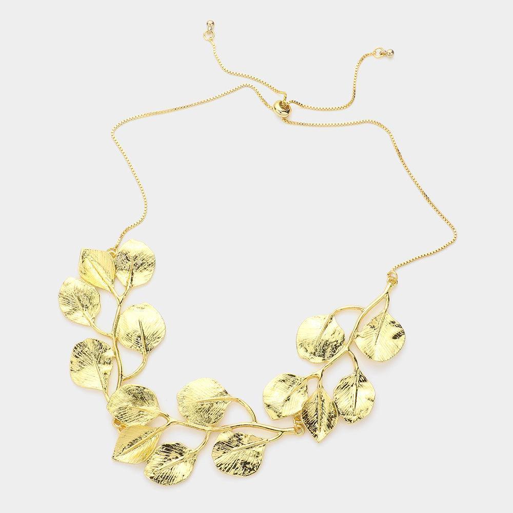 Gold Metal Leaf Cluster Necklace - Jewelry Store by Erik Rayo