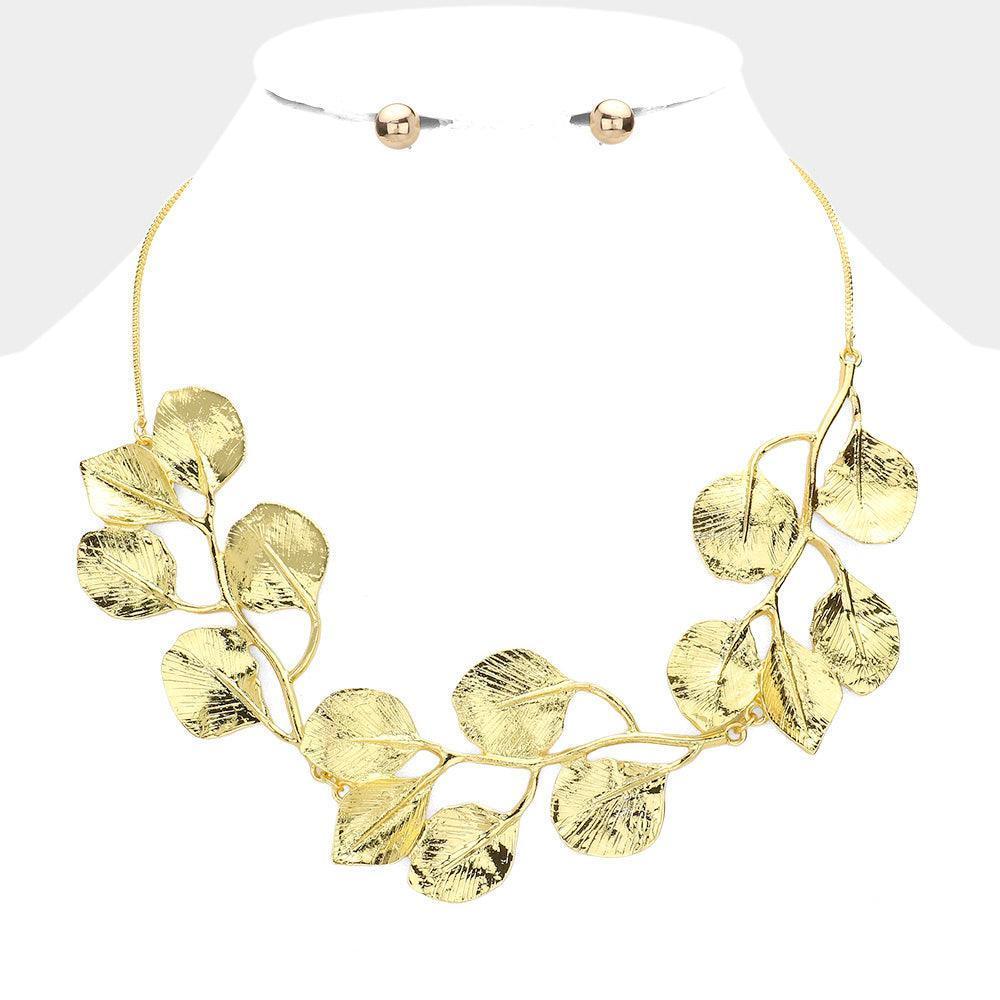 Gold Metal Leaf Cluster Necklace - Jewelry Store by Erik Rayo