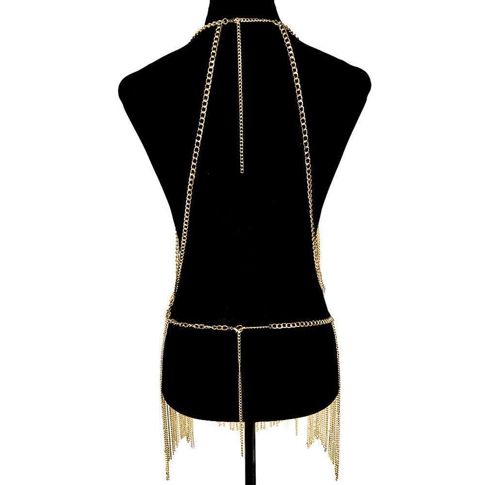 Gold Metal Chain Fringe Body Chain Necklace - Jewelry Store by Erik Rayo