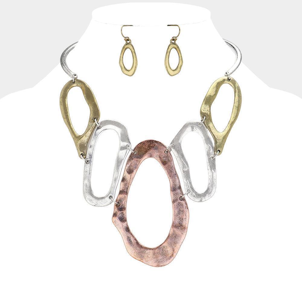 Abstract Hammered Hoop Link Toggle Necklace - Jewelry Store by Erik Rayo