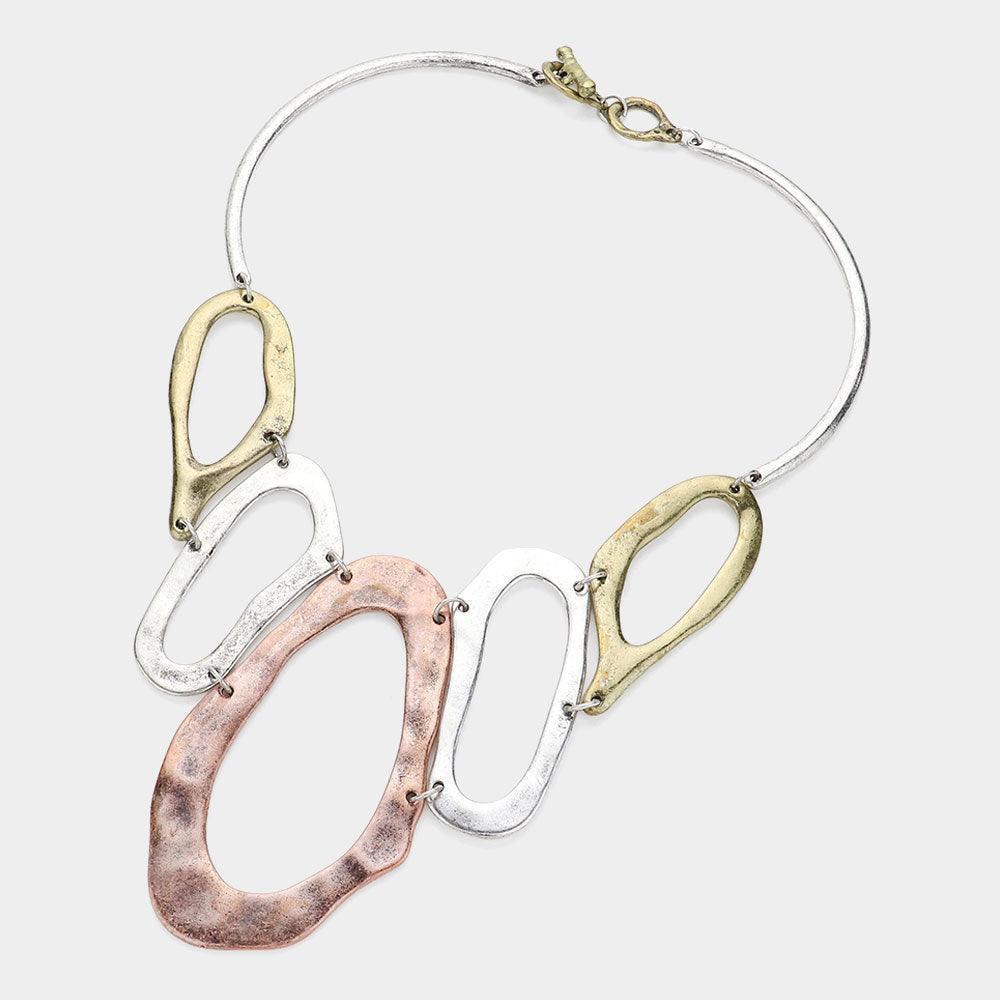 Abstract Hammered Hoop Link Toggle Necklace - Jewelry Store by Erik Rayo