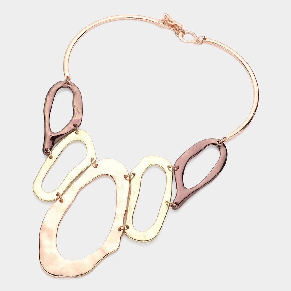 Abstract Hammered Hoop Link Toggle Necklace - Jewelry Store by Erik Rayo