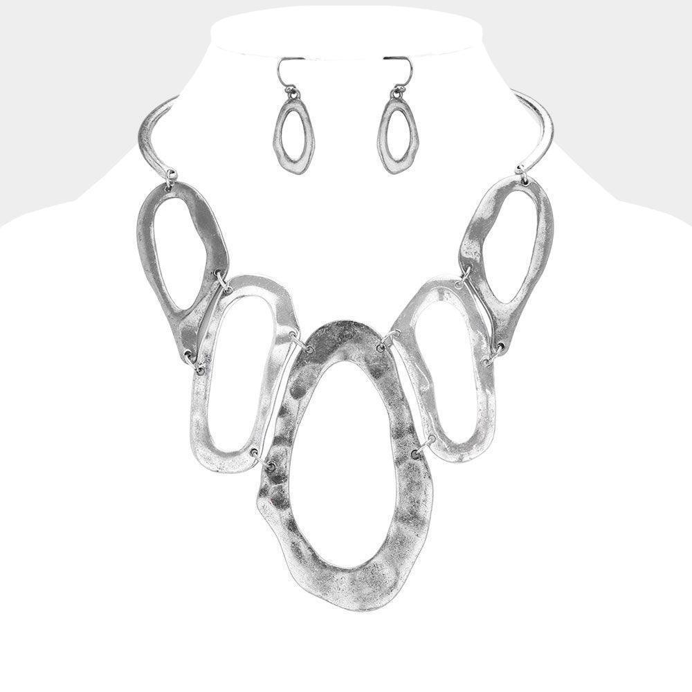 Silver Abstract Hammered Metal Collar Necklace - Jewelry Store by Erik Rayo