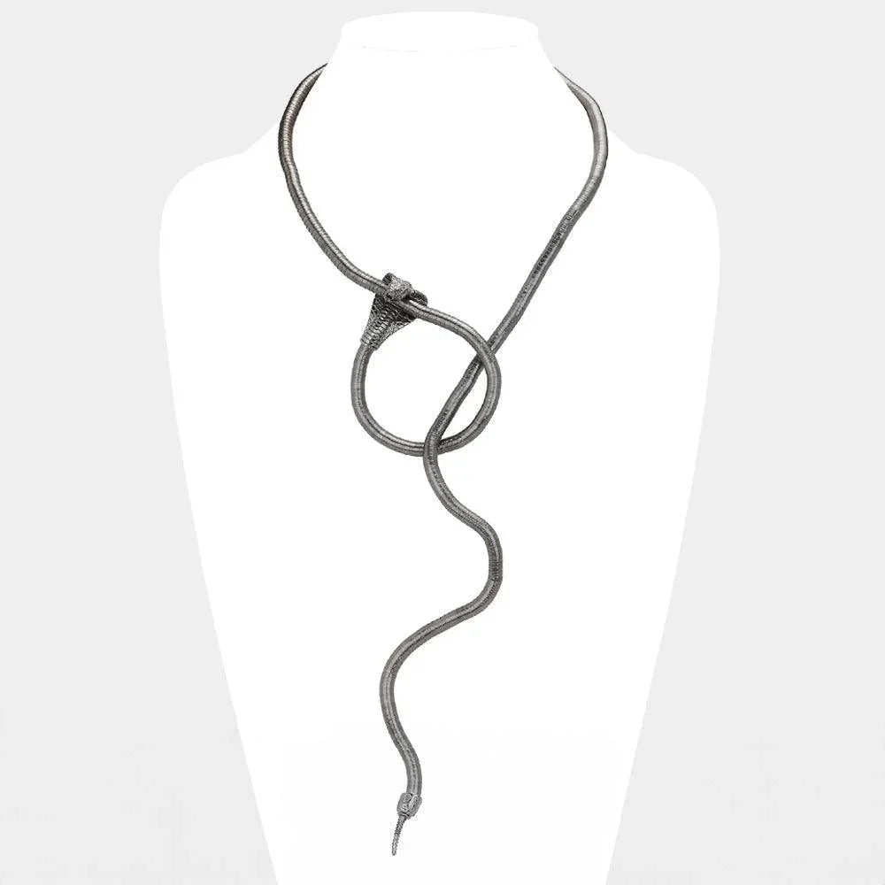 Black Metal Snake Adjustable Necklace - Jewelry Store by Erik Rayo