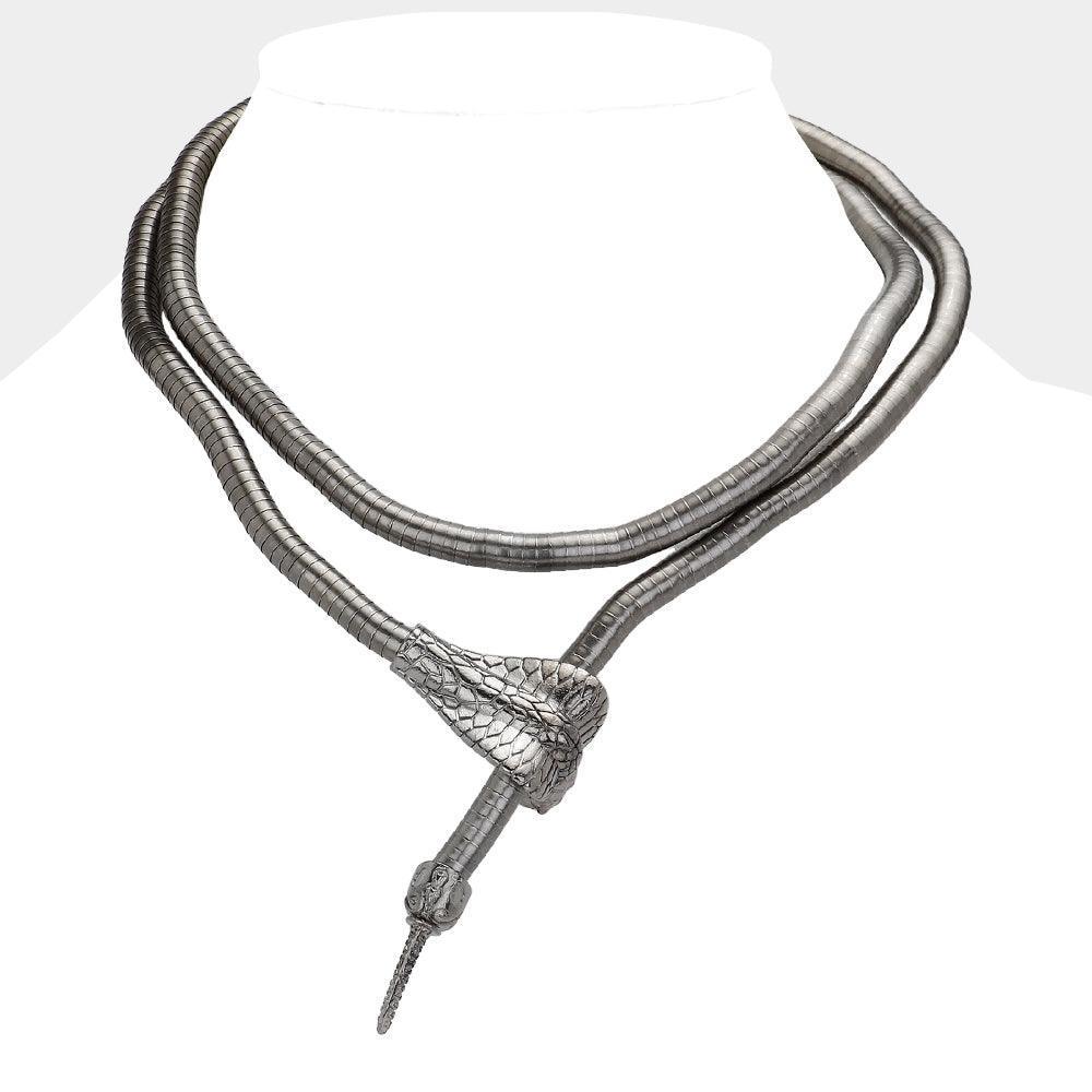 Black Metal Snake Adjustable Necklace - Jewelry Store by Erik Rayo