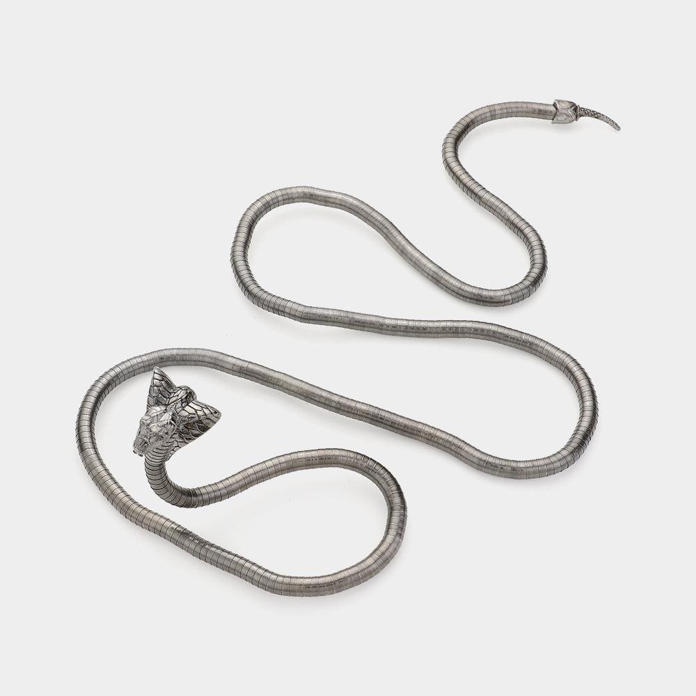 Black Metal Snake Adjustable Necklace - Jewelry Store by Erik Rayo