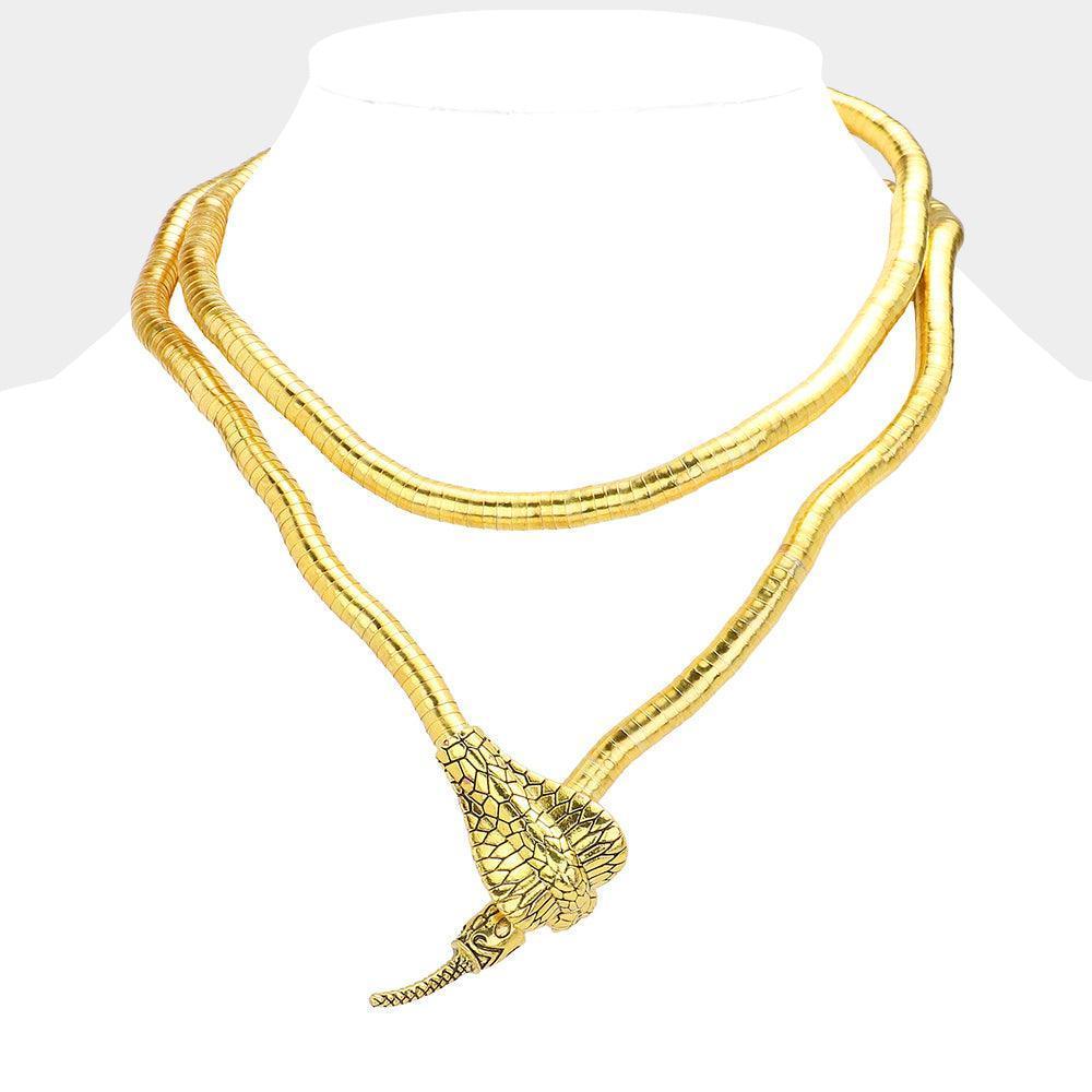 Gold Metal Snake Adjustable Necklace - Jewelry Store by Erik Rayo