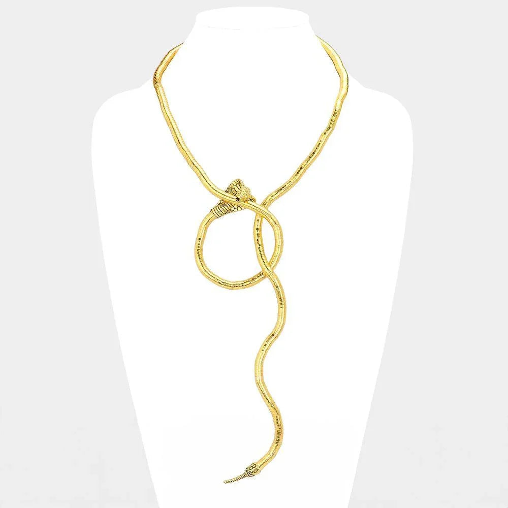 Gold Metal Snake Adjustable Necklace - Jewelry Store by Erik Rayo