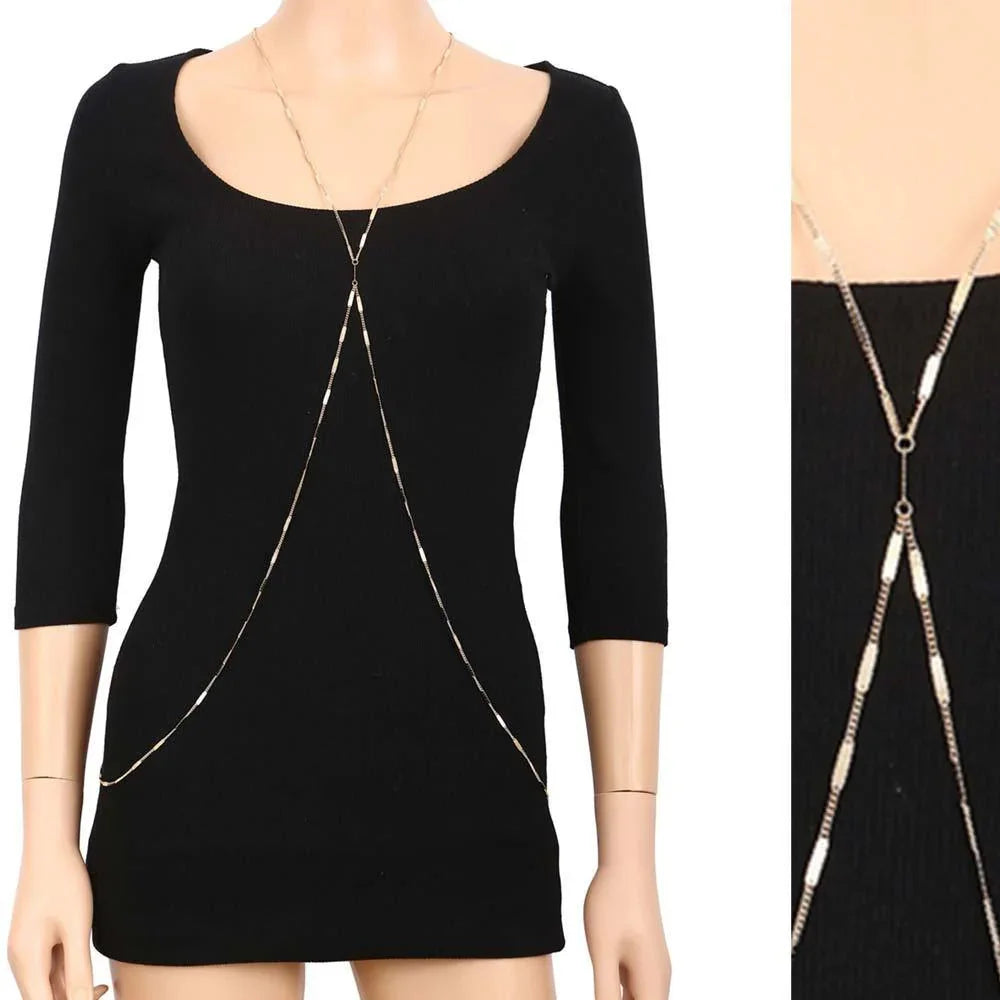 Gold Striped Necklace Body Chain - Jewelry Store by Erik Rayo