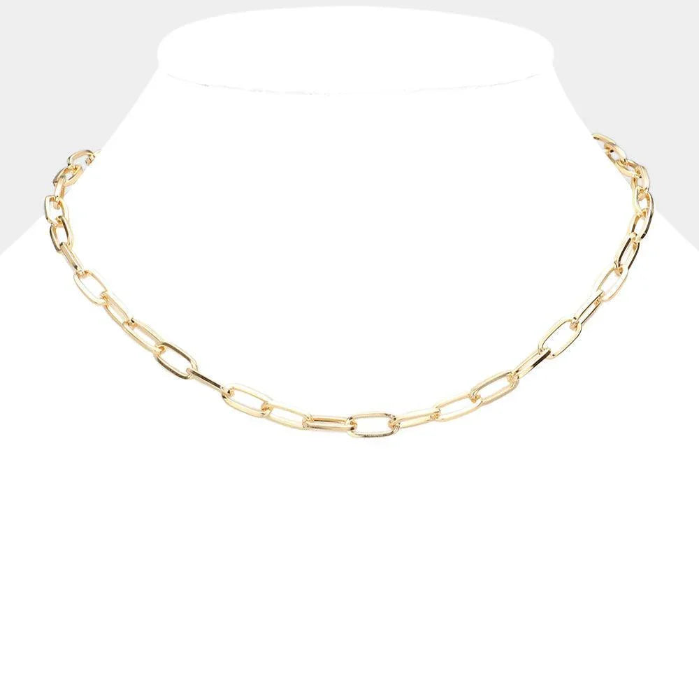 Gold Metal Paper Clip Link Chain Necklace - Jewelry Store by Erik Rayo