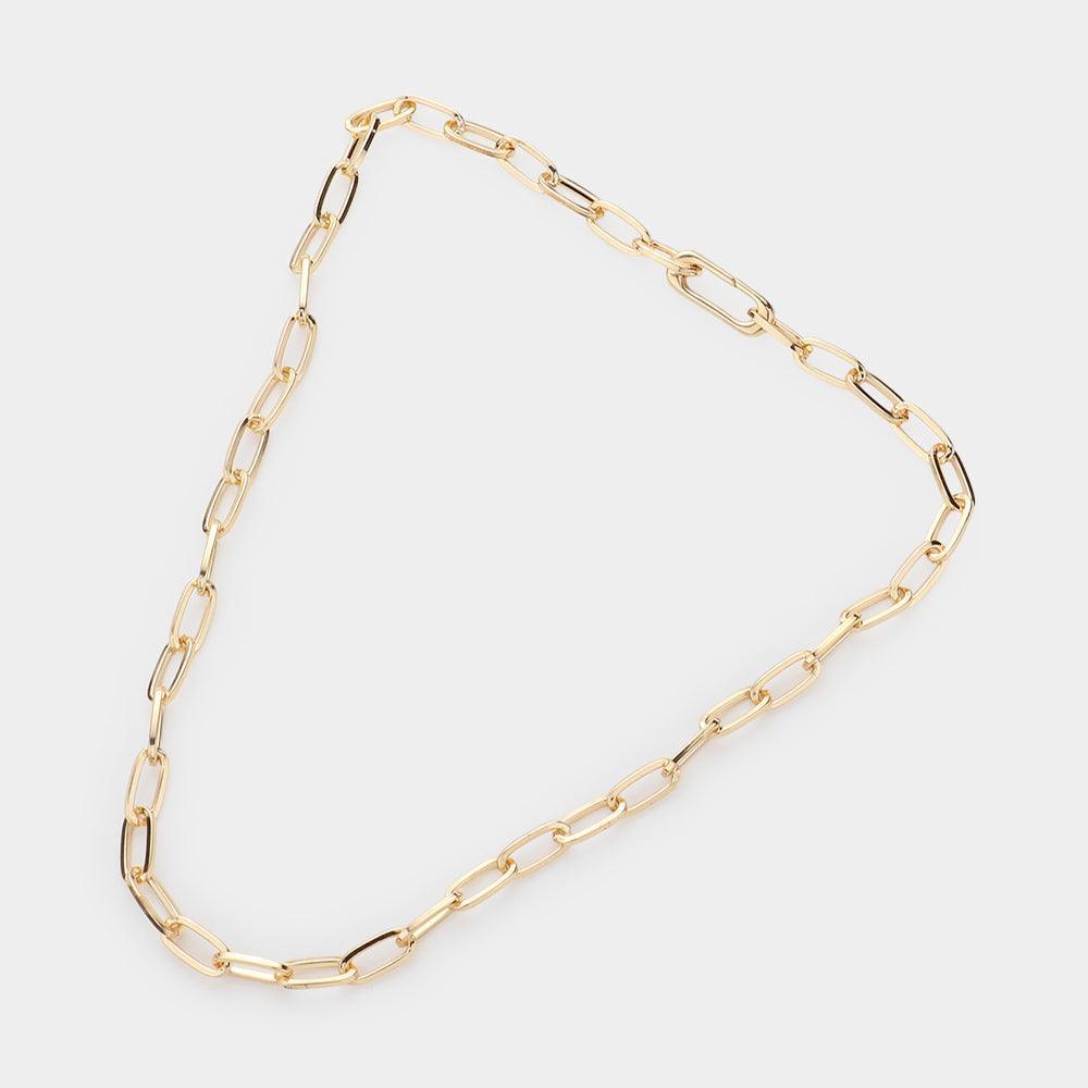 Gold Metal Paper Clip Link Chain Necklace - Jewelry Store by Erik Rayo