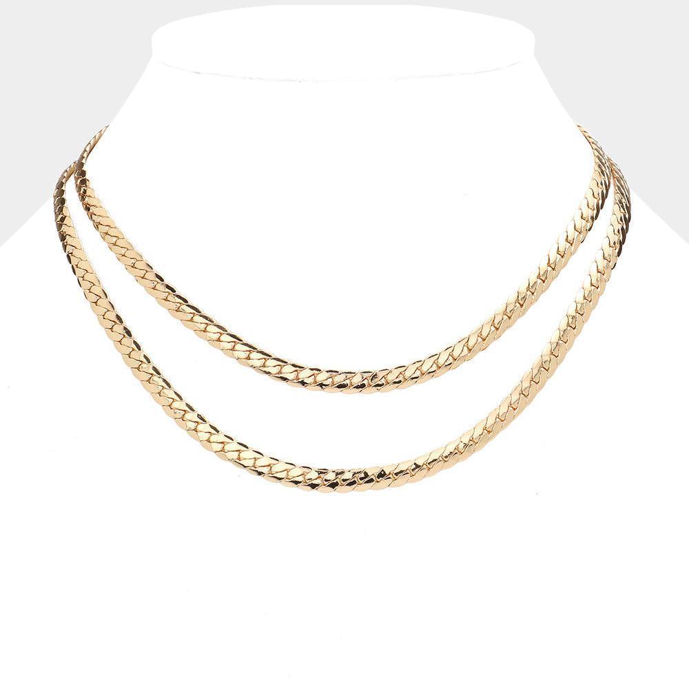 Gold Gold Dipped Metal Chain Double Layered Necklace - Jewelry Store by Erik Rayo