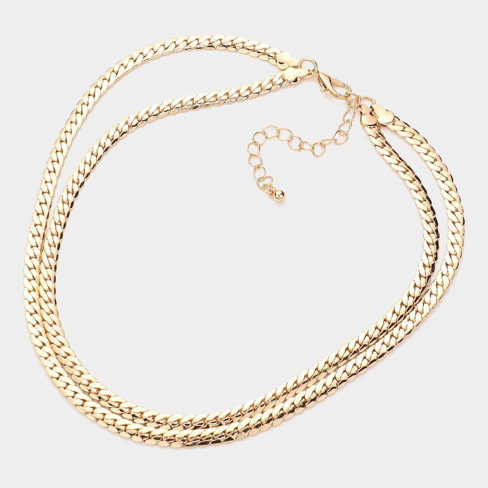 Gold Gold Dipped Metal Chain Double Layered Necklace - Jewelry Store by Erik Rayo